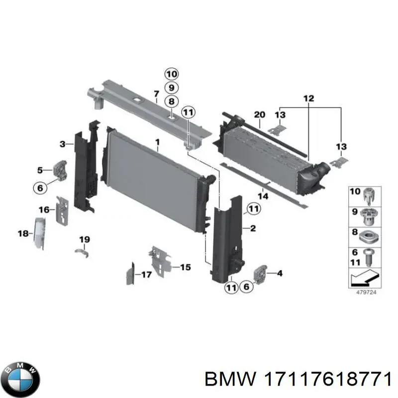 17117618771 BMW Кронштейн радіатора лівий