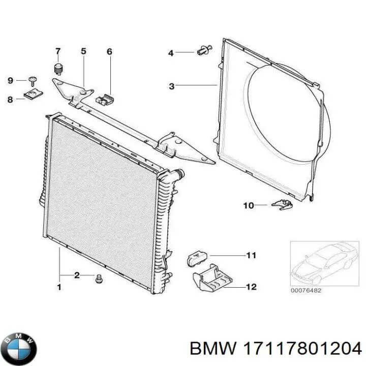 Дифузор (кожух) радіатора охолодження 17117801204 BMW