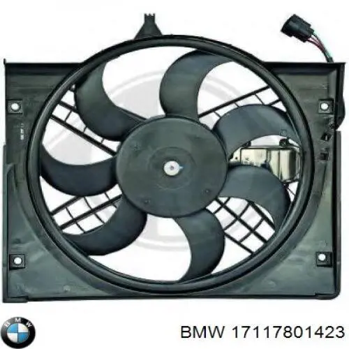 17117801423 BMW Дифузор радіатора охолодження, в зборі з мотором і крильчаткою