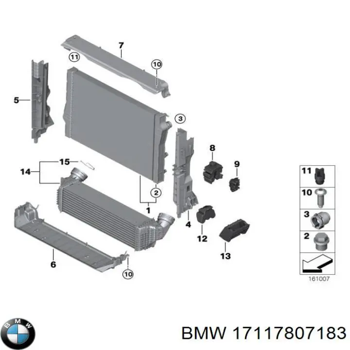 17117807183 BMW подушка радіатора охолодження, верхня