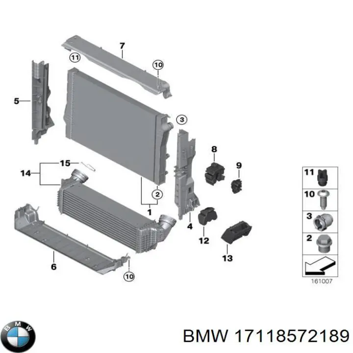 8572189 BMW Кронштейн радіатора правий