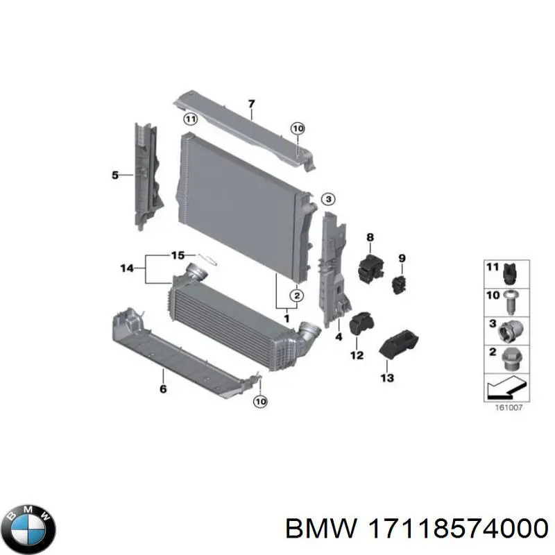 17118574000 BMW рамка кріплення радіатора, верхня частина
