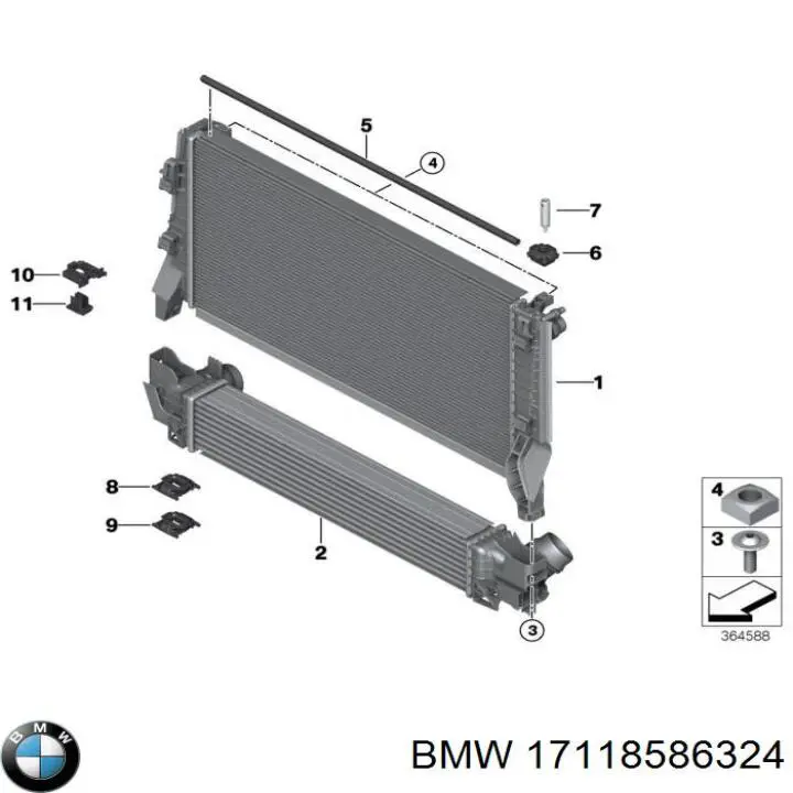 Купити 17118586324 BMW Радіатор двигуна