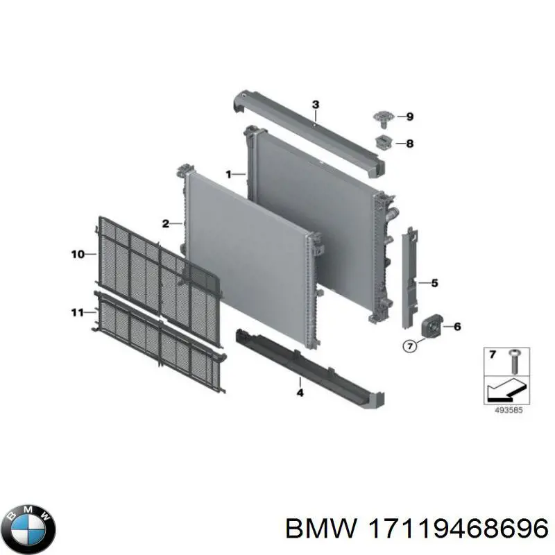 Решітка радіатора кондиціонера BMW 17119468696 ціна, від 64.90 USD