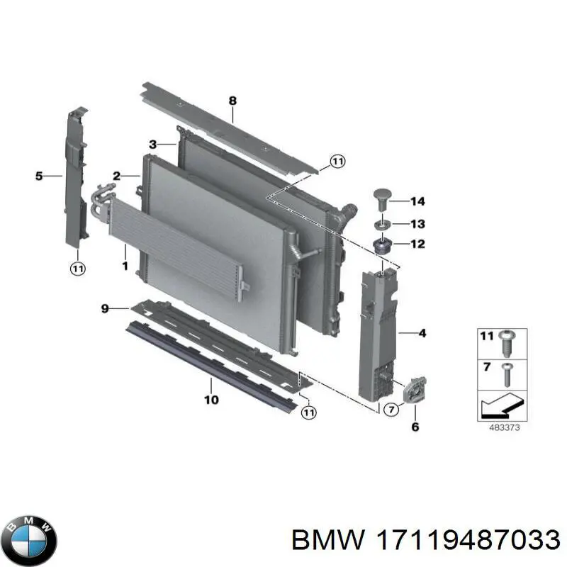 17119487033 BMW Кронштейн радіатора правий