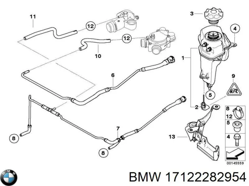 Шланг розширювального бачка, верхній BMW 17122282954 ціна, від 52.88 USD