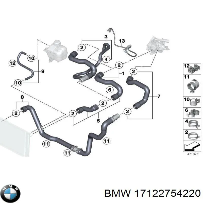 17122754220 BMW Шланг/патрубок радіатора охолодження, нижній