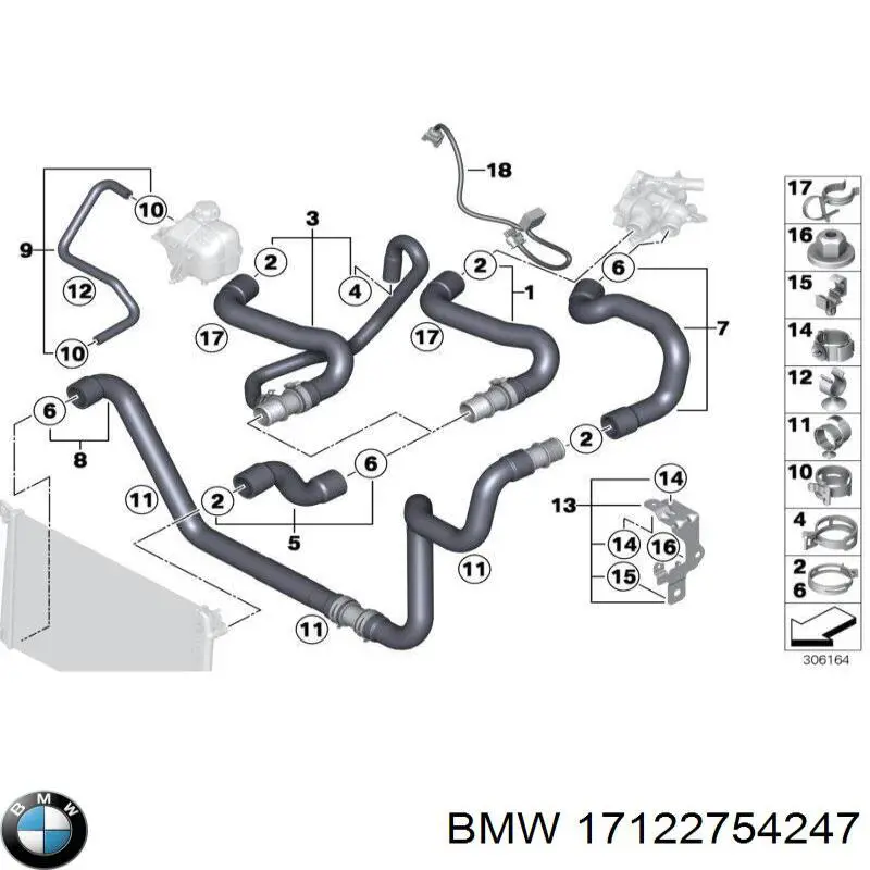 Купити 17122754247 BMW Шланг/патрубок радіатора охолодження, нижній