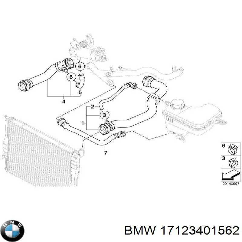 Купити 17123401562 BMW Шланг/патрубок радіатора охолодження, верхній