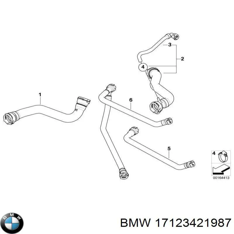 Шланг/патрубок радіатора охолодження, верхній BMW 17123421987 ціна, від 79.96 USD