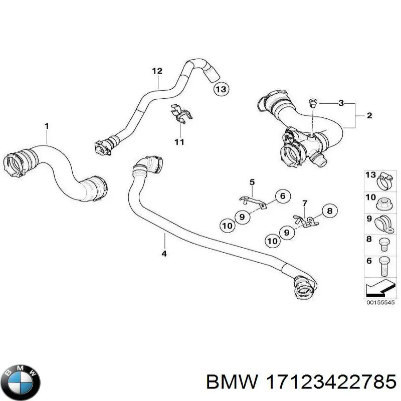 17123422785 BMW Патрубок системи охолодження