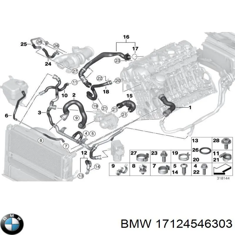 Шланг розширювального бачка, нижній BMW 17127548230 ціна, від 104.42 USD