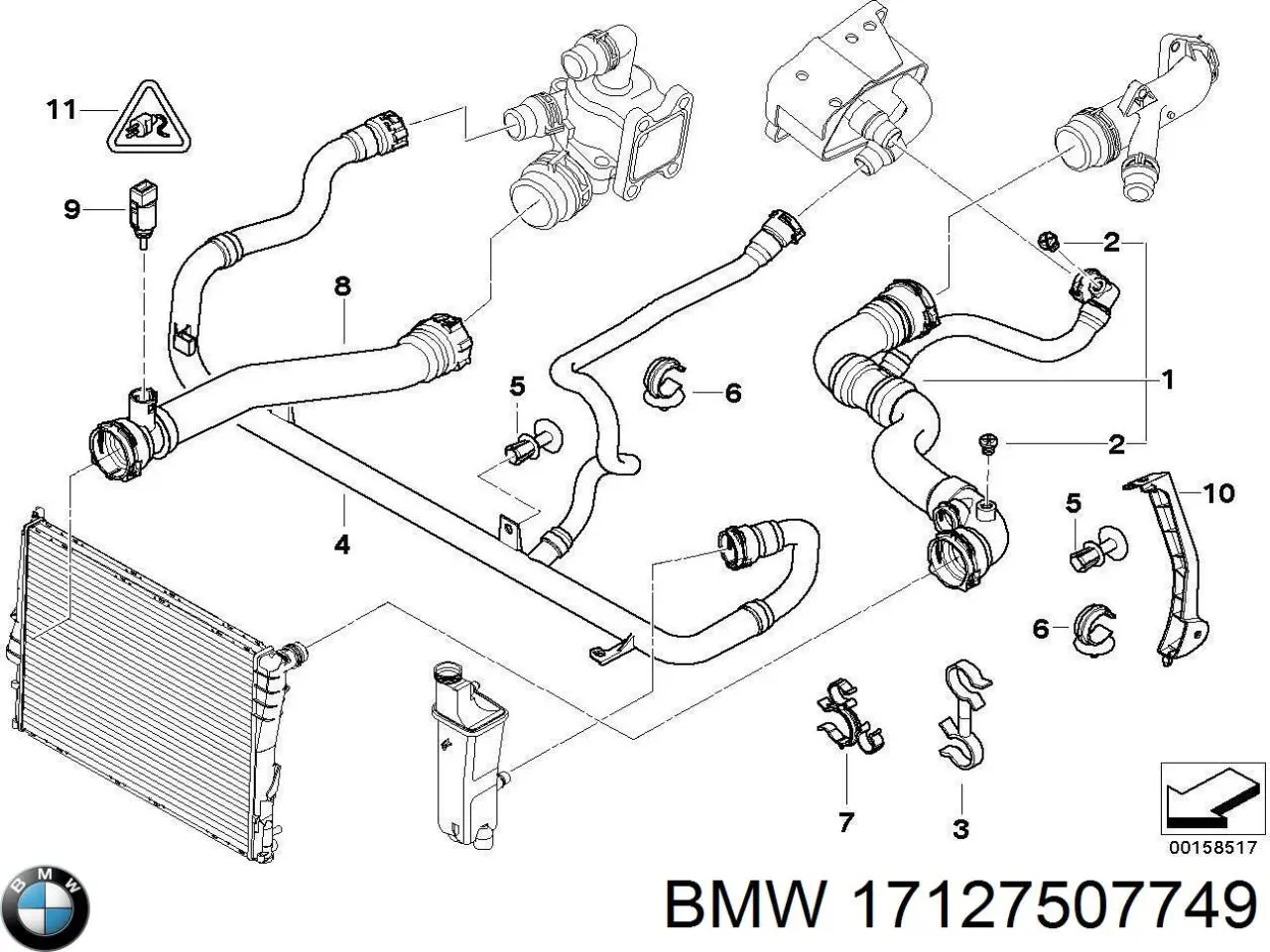17127507749 BMW шланг/патрубок радіатора охолодження, нижній