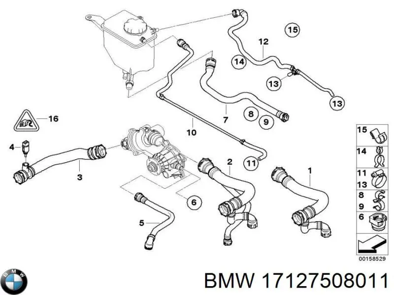 Шланг/патрубок радіатора охолодження, нижній BMW 17127508011