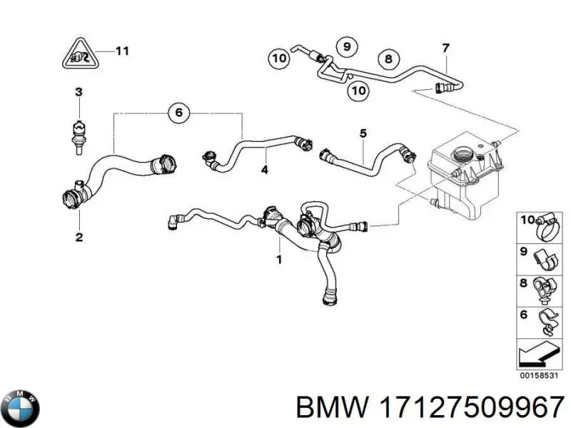 Шланг/патрубок системи охолодження BMW 17127509967 ціна, від 25.09 USD