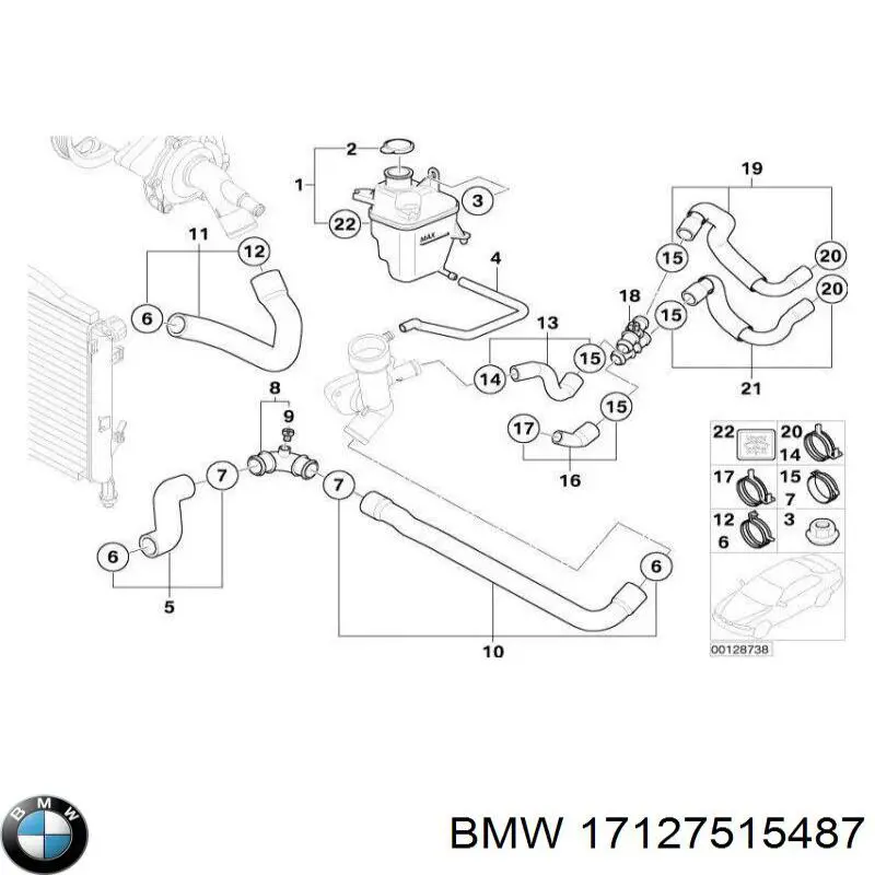 17127515487 BMW Шланг/патрубок радіатора охолодження, нижній