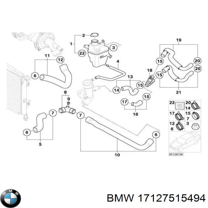 Водяний патрубок BMW 17127515494 ціна, від 14.06 USD
