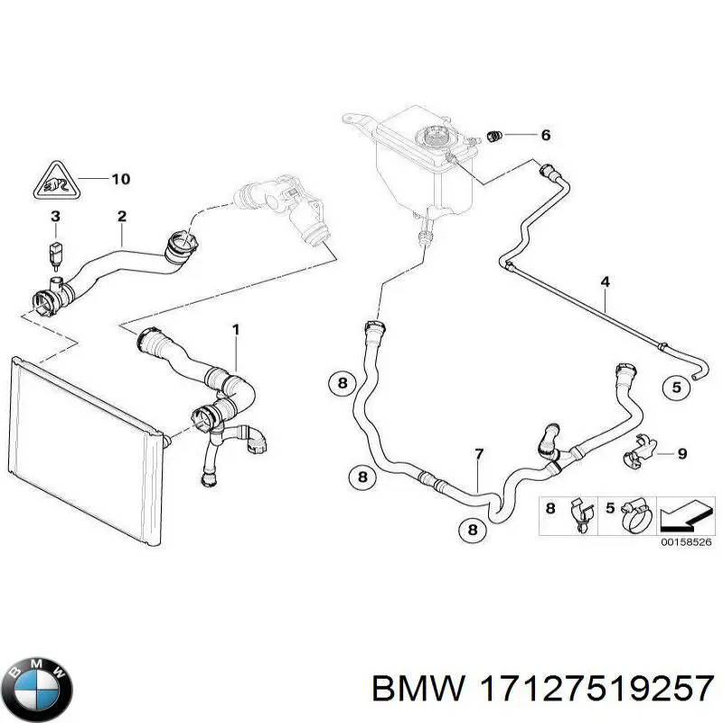 Шланг/патрубок радіатора охолодження, нижній BMW 17127519257