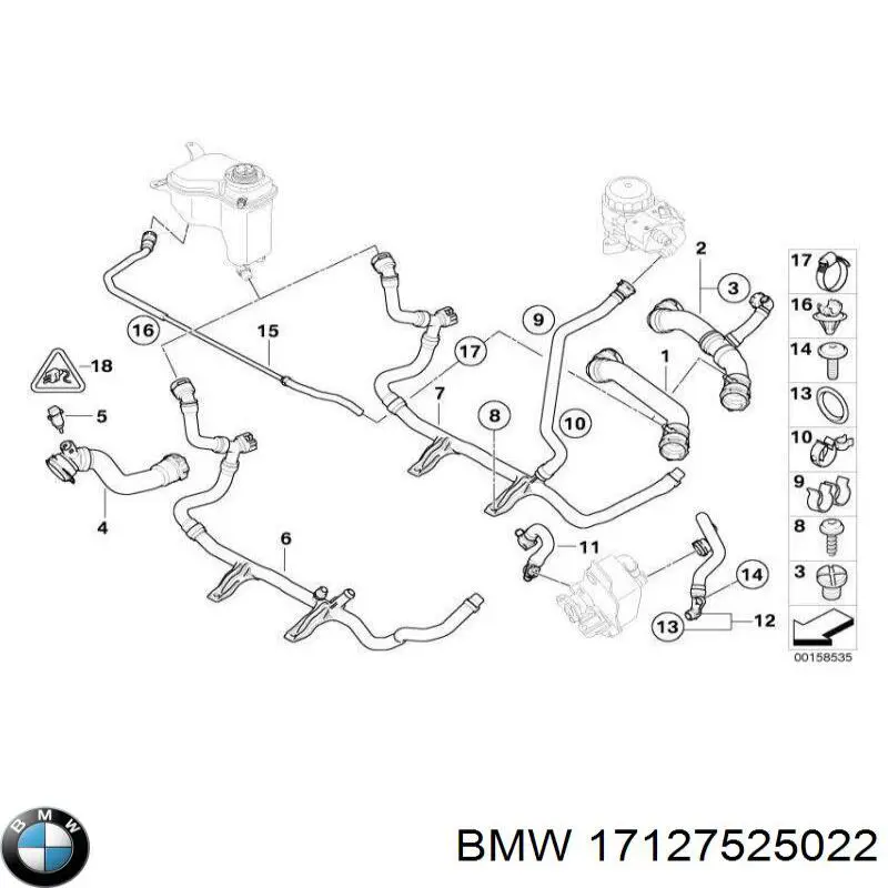 17127525022 BMW шланг/патрубок радіатора охолодження, нижній