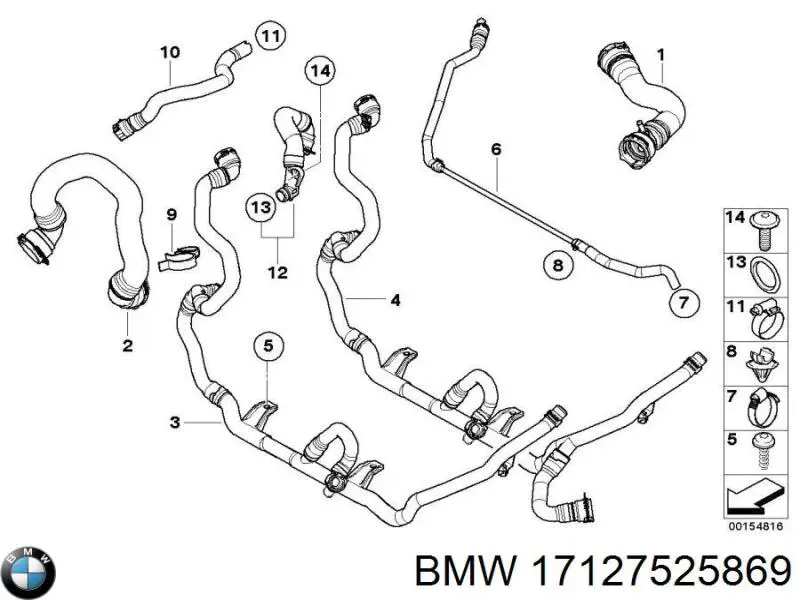 17127525869 BMW Шланг розширювального бачка, нижній