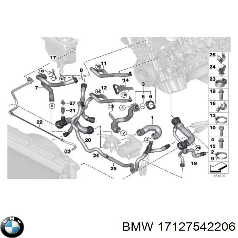 17127542206 BMW шланг розширювального бачка, нижній