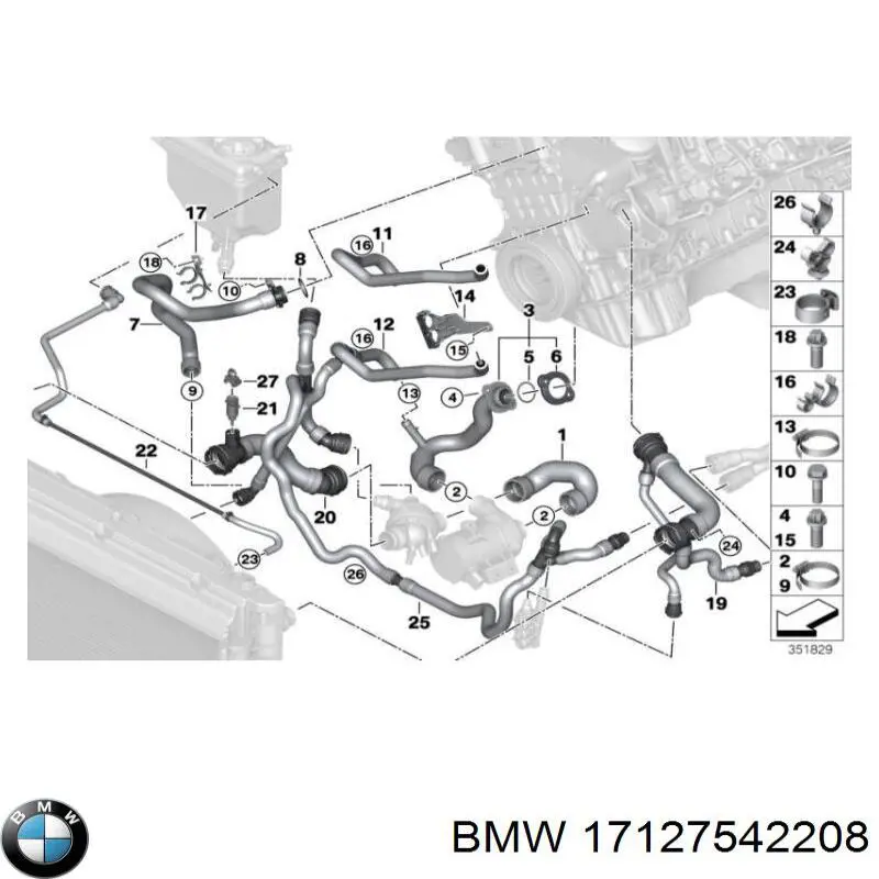 Шланг розширювального бачка, нижній BMW 17127542208 ціна, від 89.50 USD