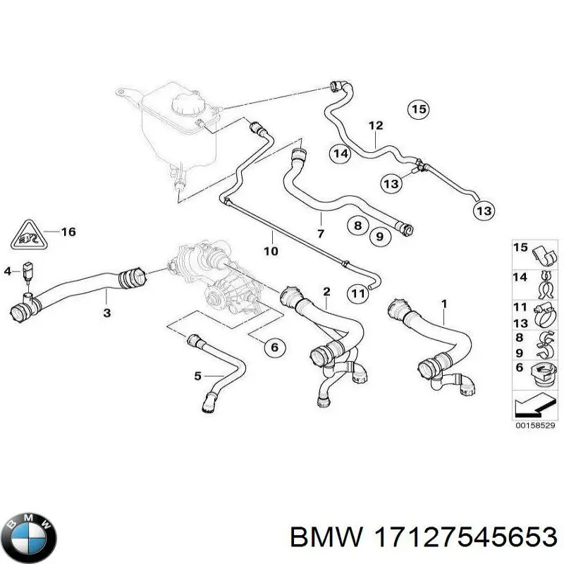 17127545653 BMW шланг розширювального бачка, нижній