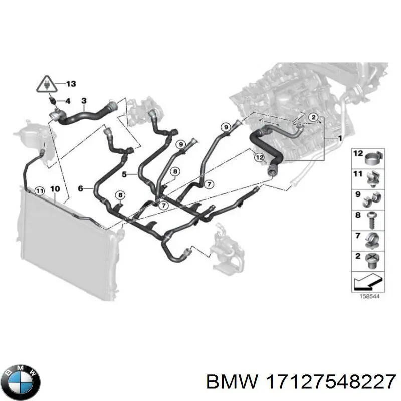 Шланг розширювального бачка, нижній BMW 17127548227 ціна, від 82.87 USD