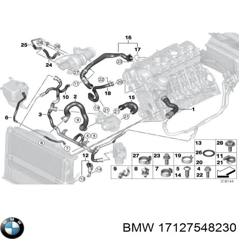 17127548230 BMW Шланг розширювального бачка, нижній