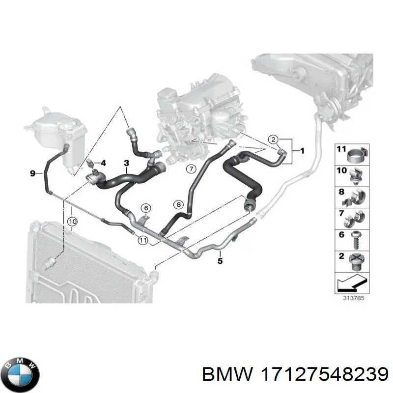 17127548239 BMW Шланг розширювального бачка, нижній