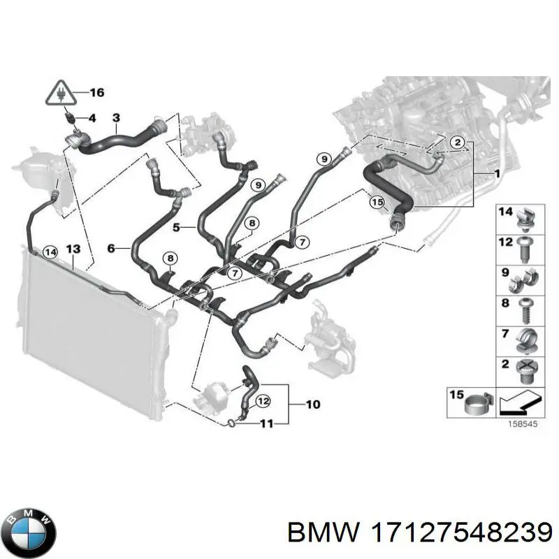 Шланг розширювального бачка, нижній BMW 17127548239 ціна, від 163.10 USD