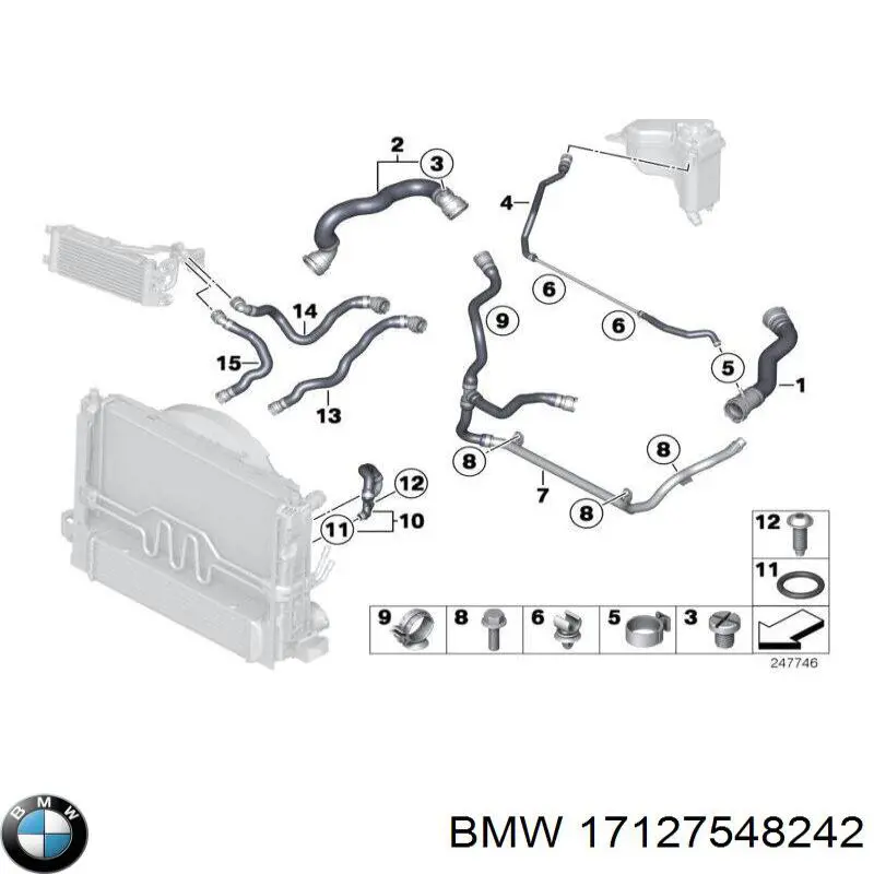 Купити 17127548242 BMW Шланг розширювального бачка, нижній