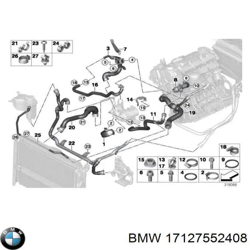 17127552408 BMW Шланг розширювального бачка, нижній