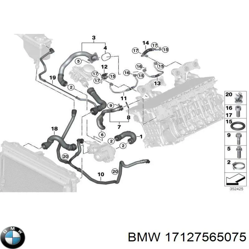 17127565075 BMW Шланг/патрубок радіатора охолодження, нижній