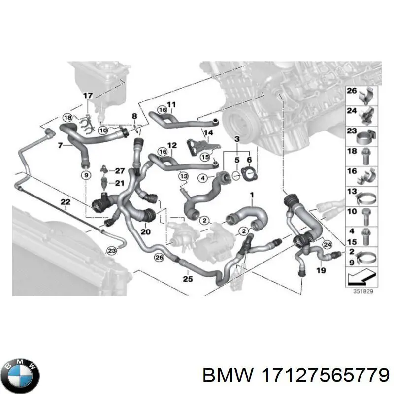 17127565779 BMW Шланг повітряний вентиляції картера