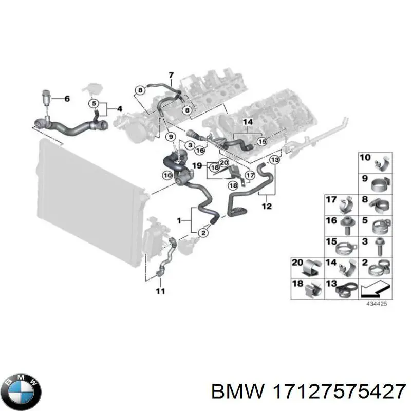 17127575427 BMW Шланг/патрубок радіатора охолодження, нижній