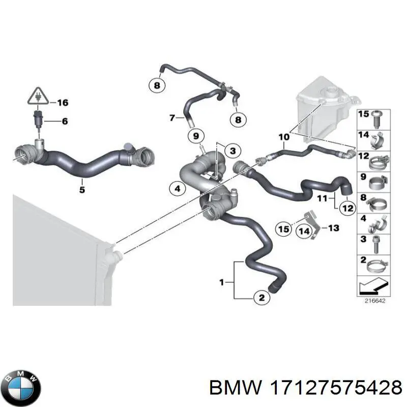 Шланг/патрубок системи охолодження 17127575428 BMW