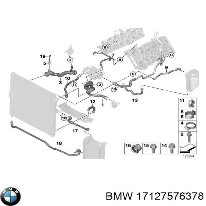 17127576378 BMW шланг/патрубок радіатора охолодження, нижній