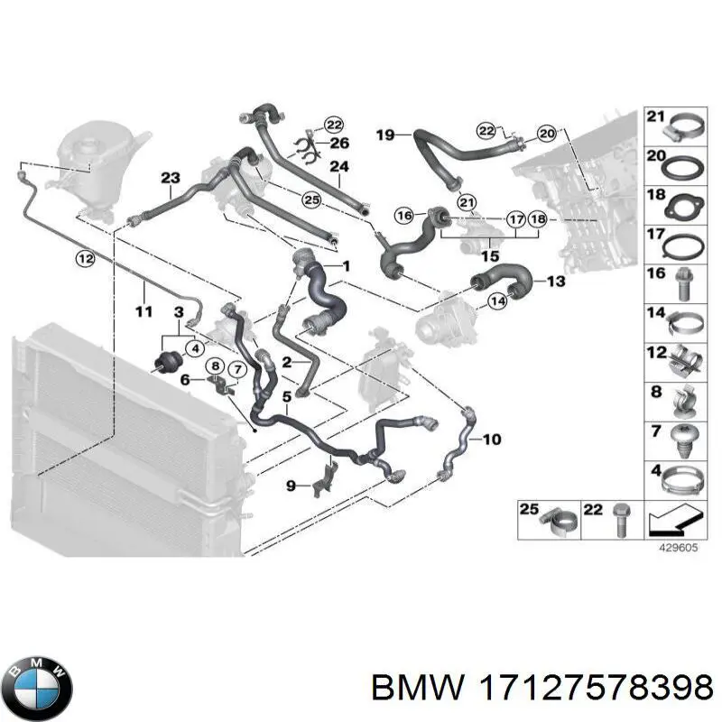 Купити 17127578398 BMW Шланг/патрубок радіатора охолодження, верхній