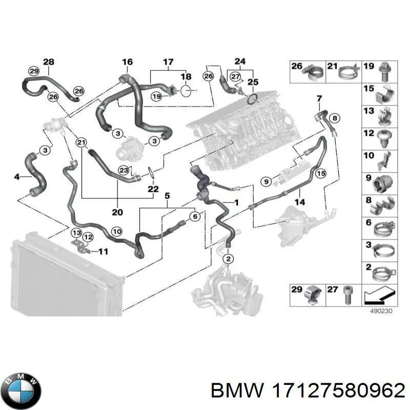 Шланг/патрубок системи охолодження BMW 17127580962 ціна, від 10.08 USD