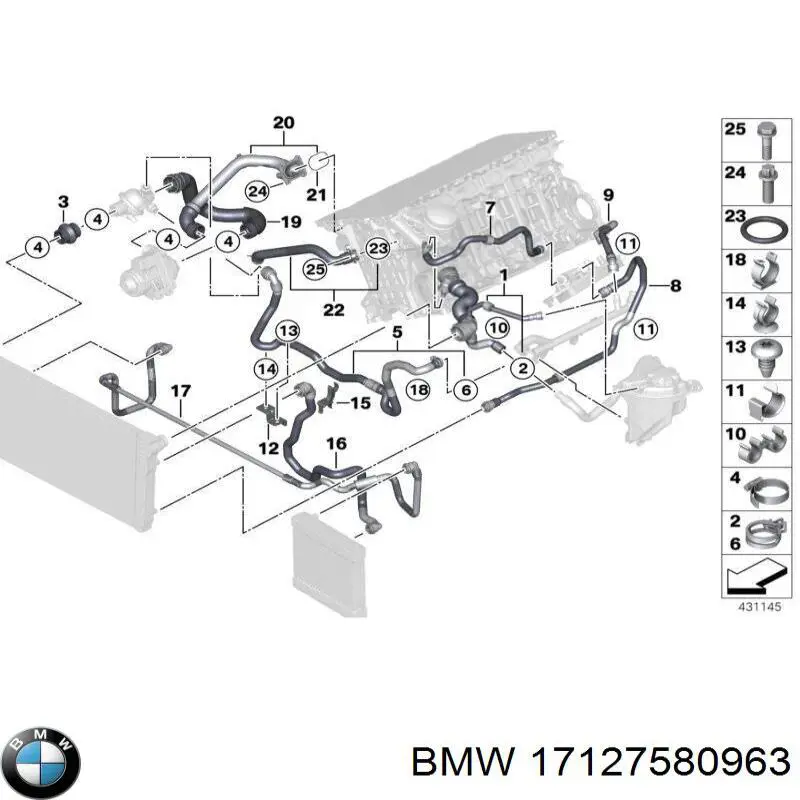 Купити 17127580963 BMW Шланг/патрубок радіатора охолодження, верхній