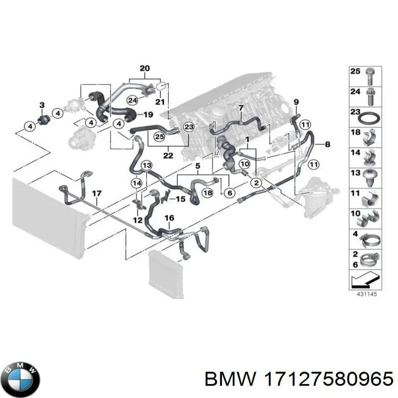 17127580965 BMW шланг/патрубок радіатора охолодження, нижній