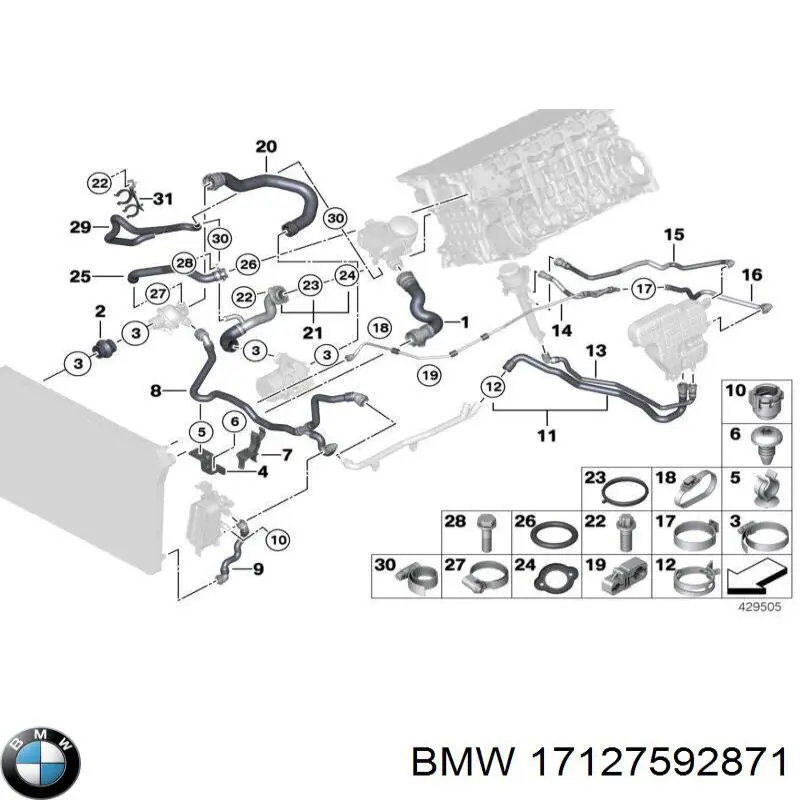 17127592871 BMW Патрубок системи охолодження
