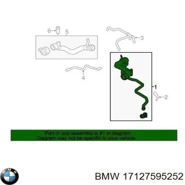 Шланг/патрубок радіатора охолодження, верхній 17127595252 BMW