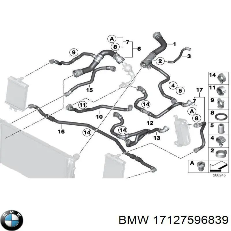 Купити 17127596839 BMW Шланг/патрубок радіатора охолодження, нижній