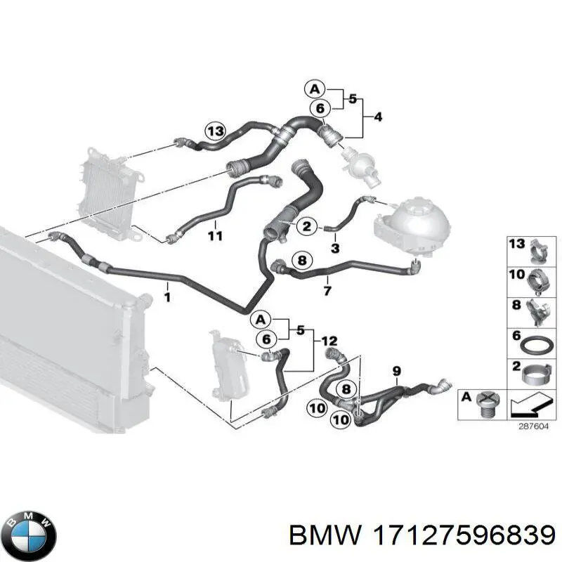 17127596839 BMW Шланг/патрубок радіатора охолодження, нижній