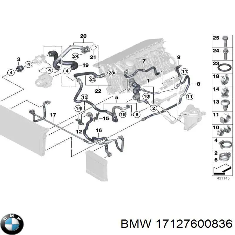 Купити 17127600836 BMW Шланг/патрубок радіатора охолодження, верхній