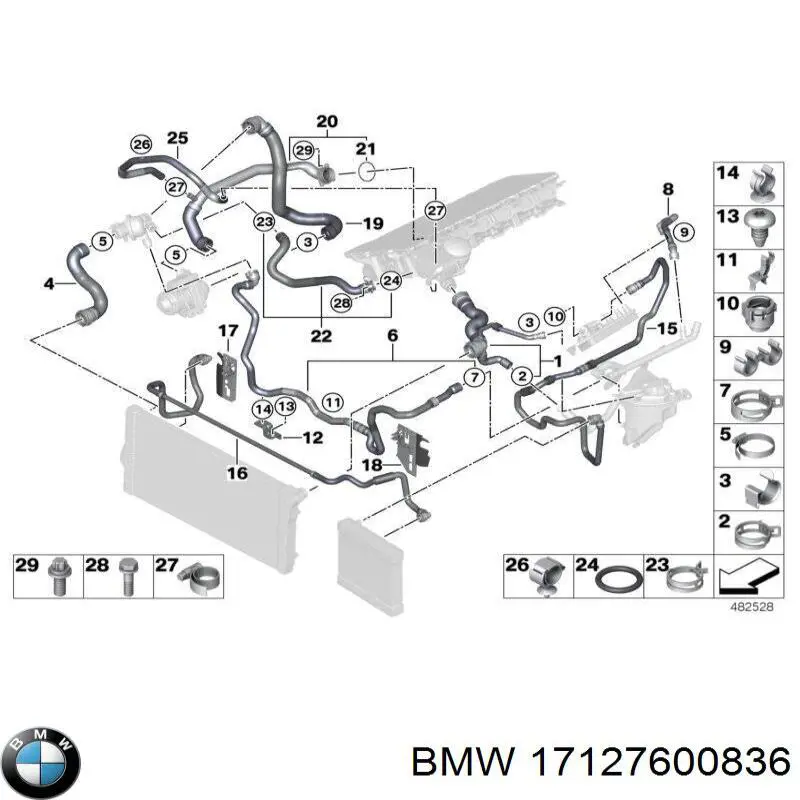 17127600836 BMW Патрубок системи охолодження