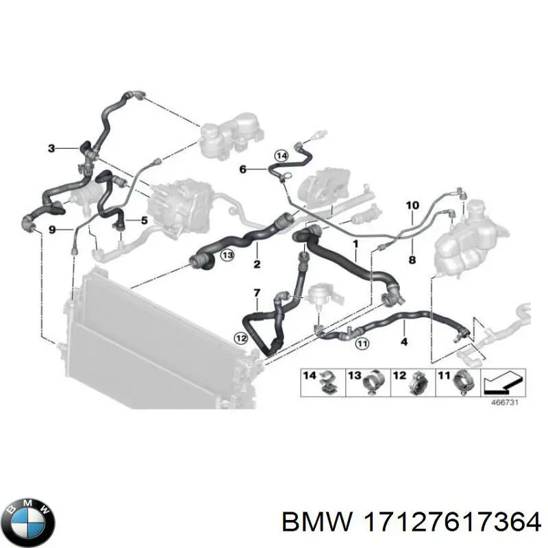 Шланг/патрубок радіатора охолодження, нижній BMW 17127617364 ціна, від 23.61 USD