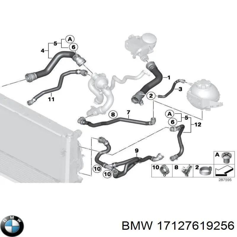 17127619256 BMW Шланг/патрубок радіатора охолодження, нижній